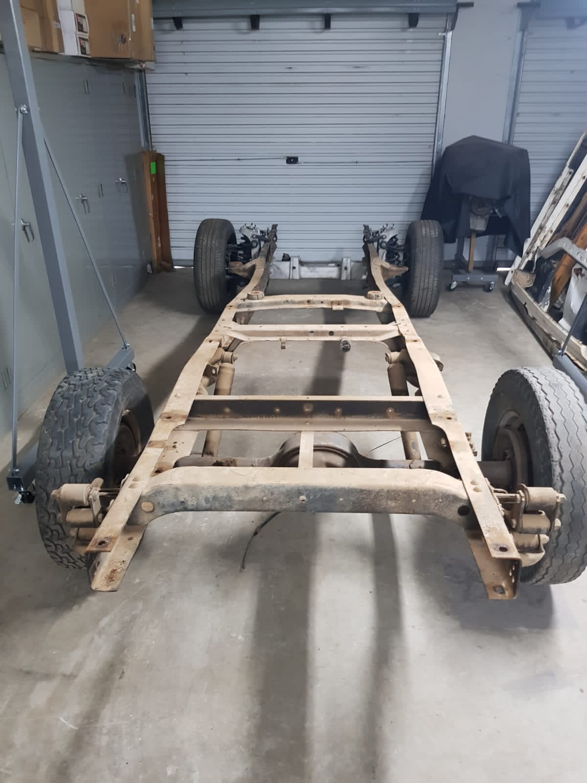 Restored F100 body in paint booth
